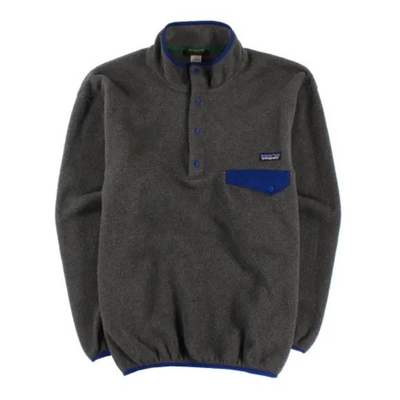 Patagonia Men's Synchilla Snap-T Pullover, Nickel W/Cobalt Blue, Size L - Picture 1 of 8